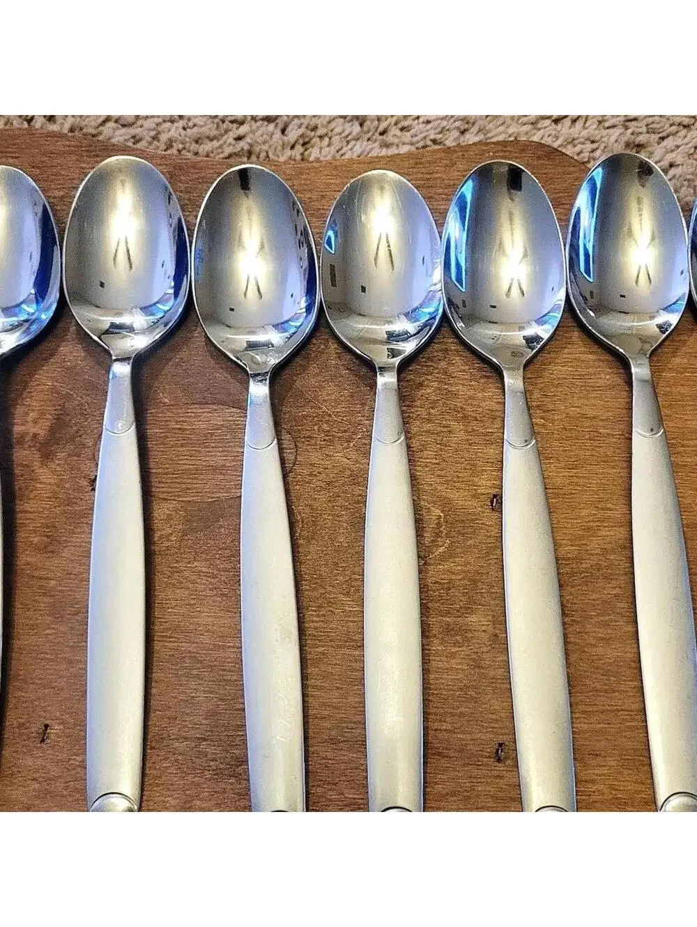 Vintage Cambridge Kiona stainless steel soup spoons Set of 7 - Picture 2 of 8